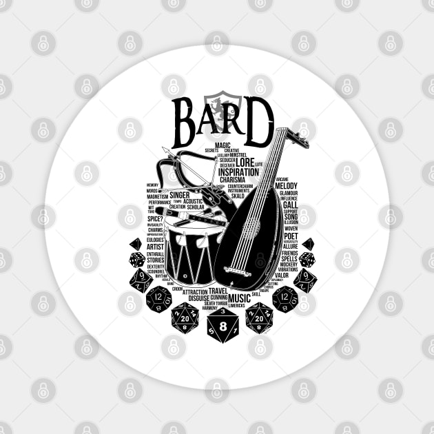 RPG Class Series: Bard - Black Version Magnet by Milmino